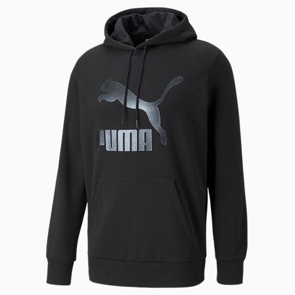 Classics Logo Regular Fit Men's Hoodie, Puma Black-Matte, extralarge-IND