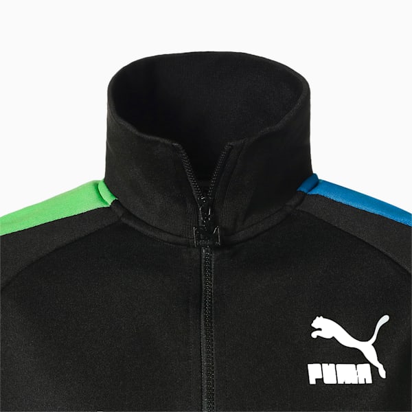 メンズ PUMA ICONIC T7 トラックジャケット, Puma Black-Green-Blue, extralarge-JPN