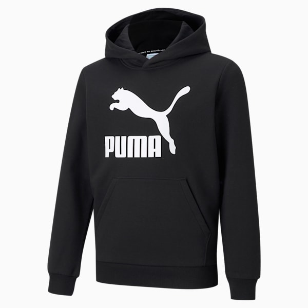 CLASSICS Logo Big Kids' Hoodie, Puma Black, extralarge