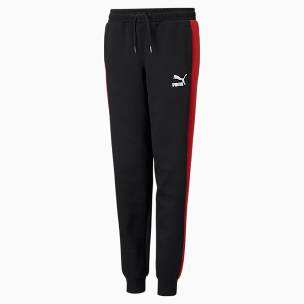 Iconic T7 Unisex Trackpants, Puma Black-High Risk Red, extralarge-IND