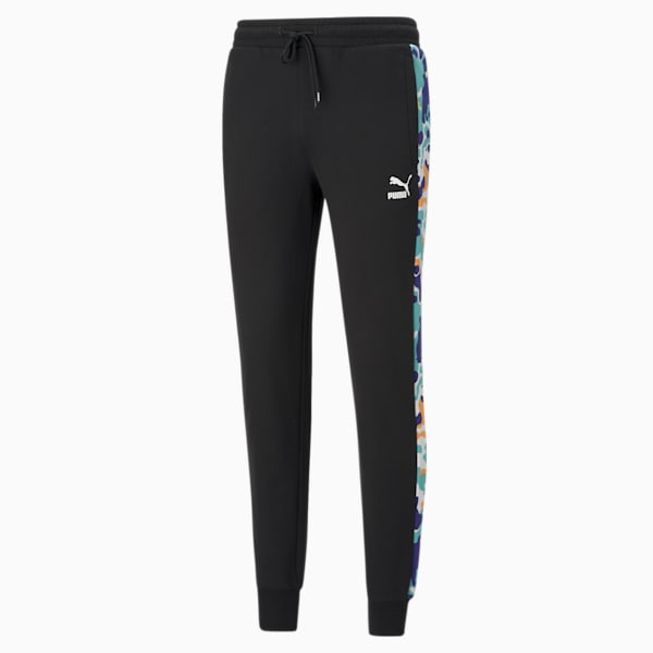 Classics Graphic Men's T7 Track Pants, Puma Black-AOP, extralarge