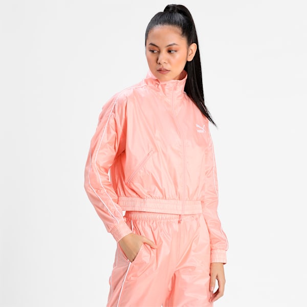 Iconic T7 Woven Women's Track Relaxed Jacket, Apricot Blush, extralarge-IND