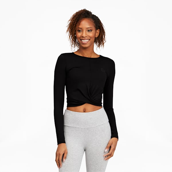 Black long sleeve wrap top store