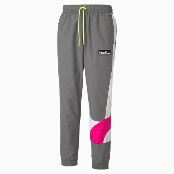 Formstrip Woven Men's Basketball Pants, CASTLEROCK-Pink Glo, extralarge-AUS