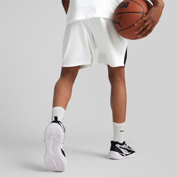 Flare Men's Basketball Shorts, PUMA White-PUMA Black