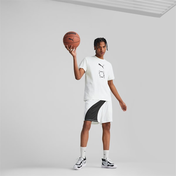 Flare Men's Basketball Shorts, PUMA White-PUMA Black