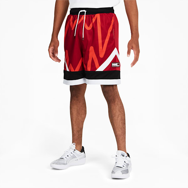 Jaws Men's Mesh Basketball Shorts, American Beauty, extralarge