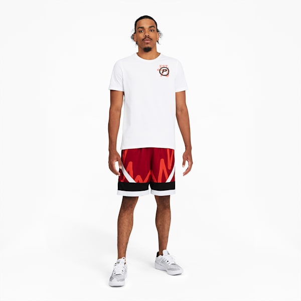 Jaws Men's Mesh Basketball Shorts, American Beauty, extralarge