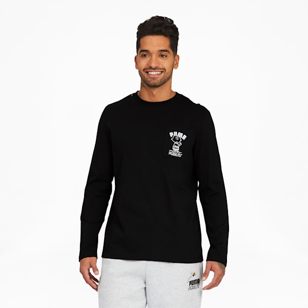 PUMA x PEANUTS Men's Long Sleeve Tee, Puma Black, extralarge
