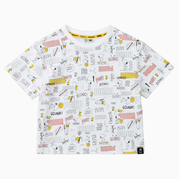 PUMA x PEANUTS Girls' AOP Tee, Puma White, extralarge