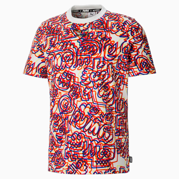 Playera Hombre PUMA x MR DOODLE, Puma White-AOP, extralarge
