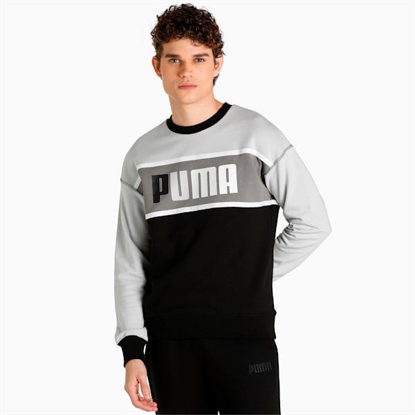 PUMA Retro Block Crew Men's Sweat Shirt, Puma Black, extralarge-IND