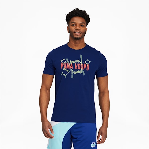 PUMA Hoops Men's Basketball Tee, Elektro Blue, extralarge