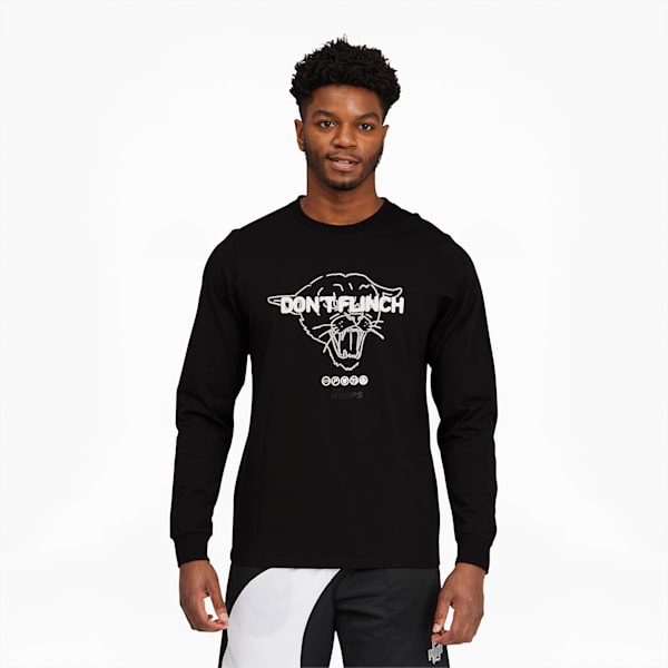 Franchise Men's Long Sleeve Basketball Tee, Puma Black, extralarge
