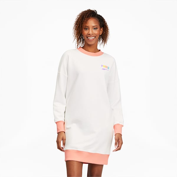 Downtown Women's Graphic Crewneck Dress, Puma White, extralarge