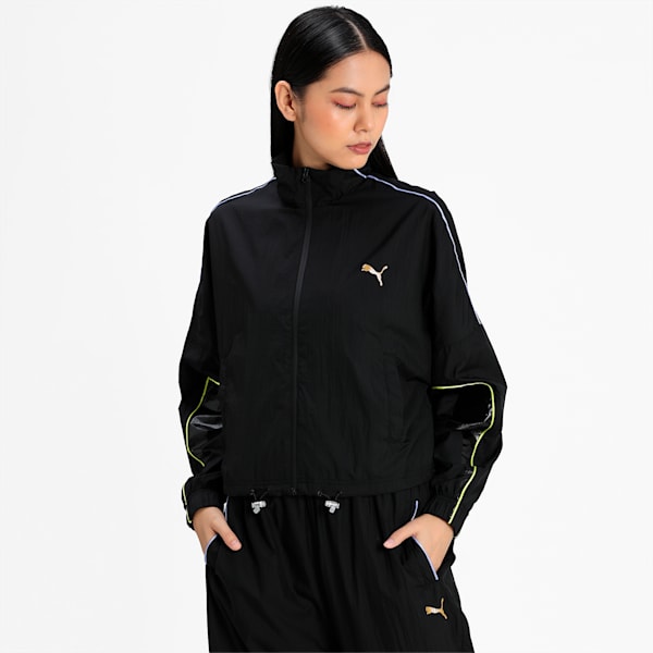 Evide Woven Women's Track Relaxed Jacket, Puma Black, extralarge-IND