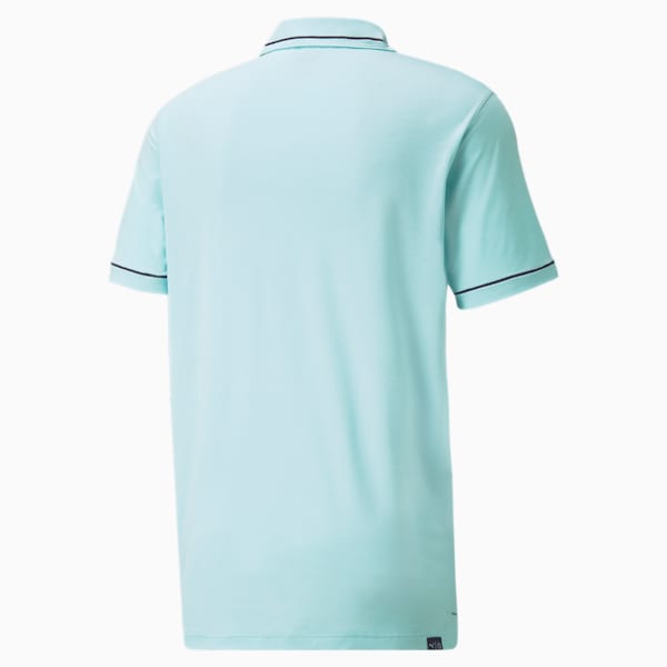 CLOUDSPUN Monarch Men's Golf Polo Shirt, Angel Blue Heather-Navy Blazer, extralarge
