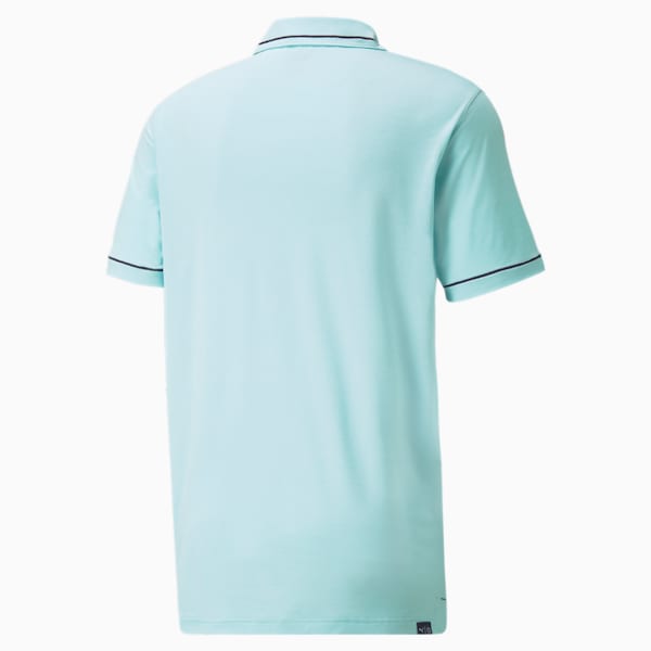 CLOUDSPUN Monarch Men's Golf Polo Shirt, Angel Blue Heather-Navy Blazer, extralarge