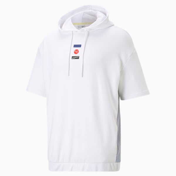 DECOR8 Short Sleeve Men's Relaxed Fit Hoodie, Puma White, extralarge-IND