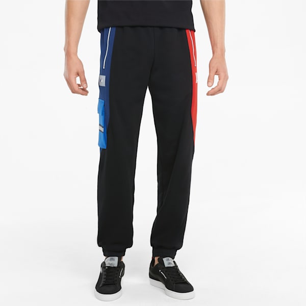 Pantalons en molleton urbains BMW M Motorsport, homme, Noir Puma-marina-bleu ferro-rouge risque élevé