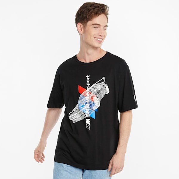 BMW M Motorsport Street Graphic Men's Slim T-Shirt, Puma Black, extralarge-IND