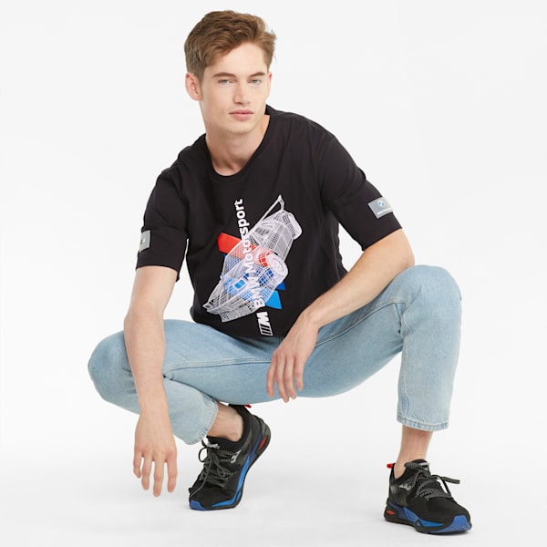 BMW M Motorsport Street Graphic Men's Slim T-Shirt, Puma Black, extralarge-IND