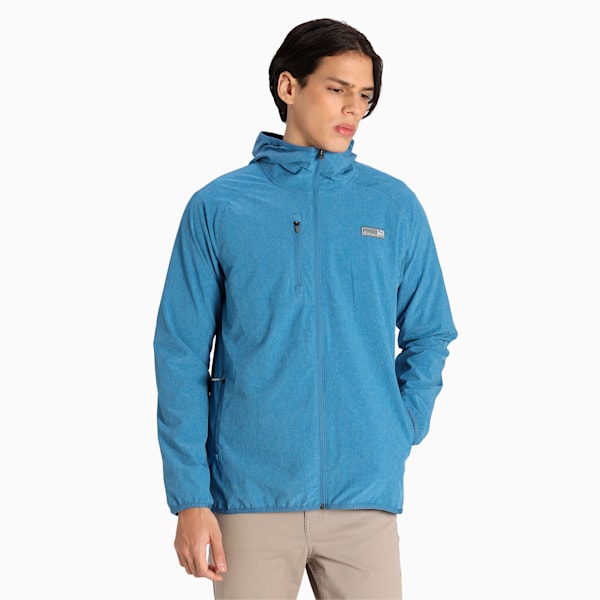 EGW Slim Fit Men's Regular Fit Hooded Performance Jacket, Federal Blue Heather, extralarge-IND