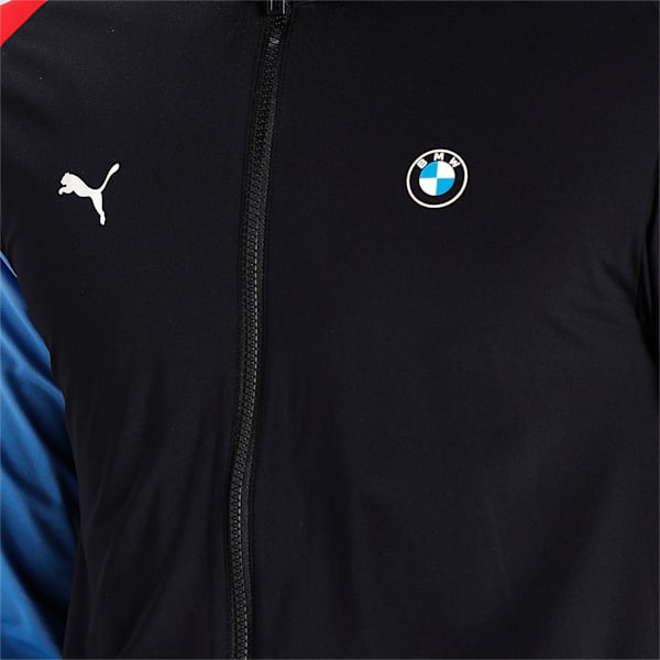 BMW M Motorsport Slim Fit Men's Track Jacket, Puma Black-Marina-Blueprint-High Risk Red, extralarge-IND