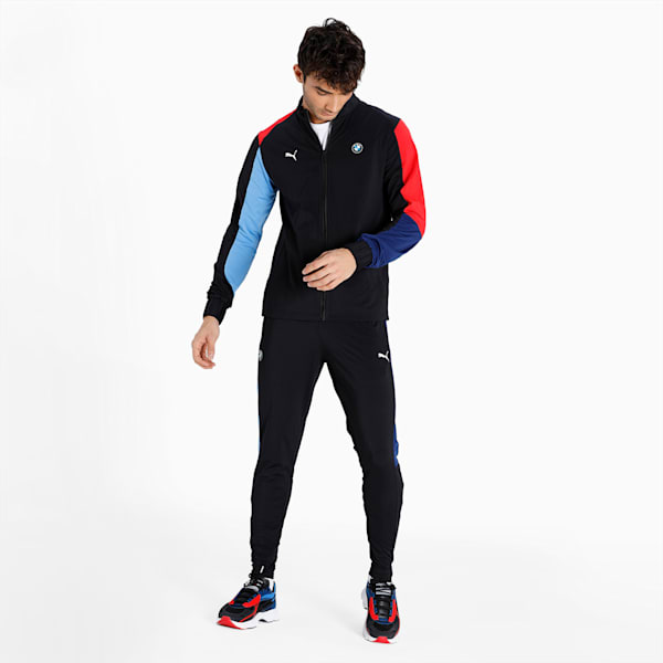 BMW M Motorsport Slim Fit Men's Track Jacket, Puma Black-Marina-Blueprint-High Risk Red, extralarge-IND