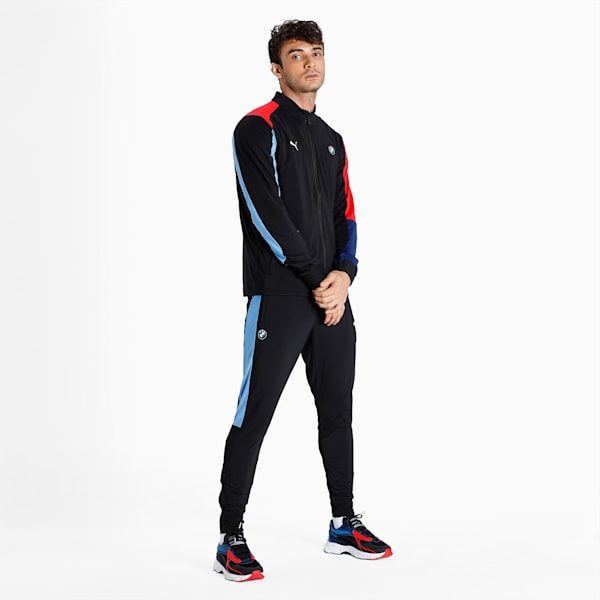 BMW M Motorsport Slim Fit Men's Track Pants, Puma Black-Marina-Blueprint-High Risk Red, extralarge-IND