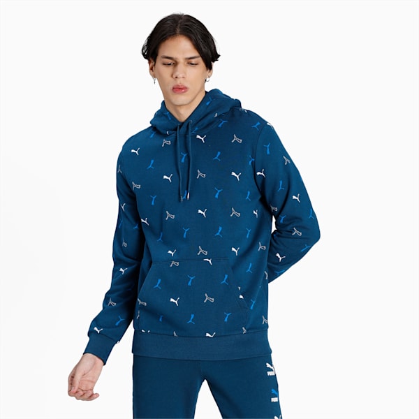 CG Printed Men's Regular Fit Hoodie, Intense Blue, extralarge-IND