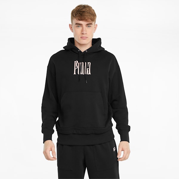 Downtown Graphic Men's Relaxed Fit Hoodie, Puma Black, extralarge-IND