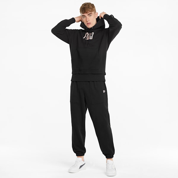Downtown Graphic Men's Relaxed Fit Hoodie, Puma Black, extralarge-IND