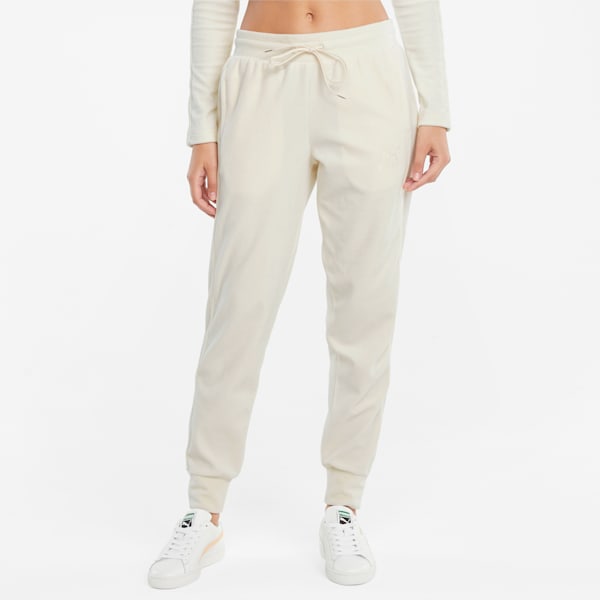 Iconic T7 Velour Women's Pants, Ivory Glow, extralarge