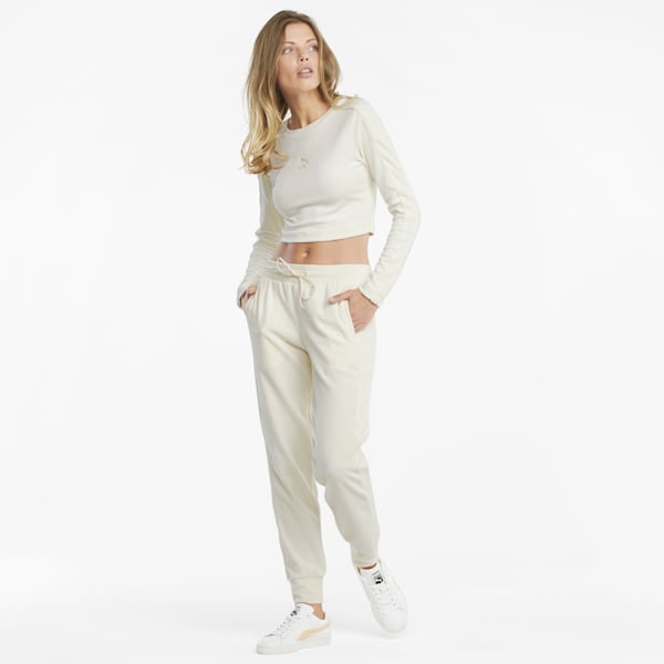 Pants Mujer Iconic T7 Velour, Ivory Glow, extralarge