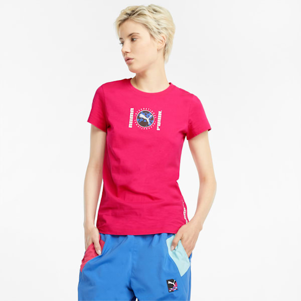 PUMA International Graphics Women's T-Shirt, Beetroot Purple, extralarge-IND