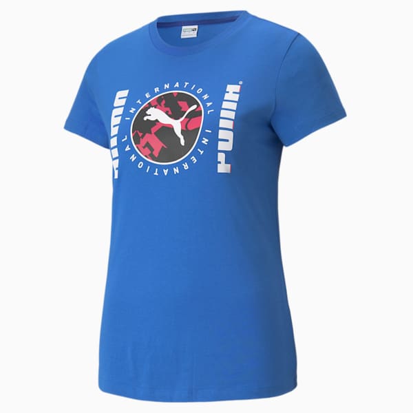 PUMA International Graphics Women's T-Shirt, Nebulas Blue, extralarge-IND