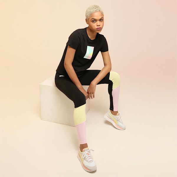PUMA International High Wait Women's Slim Tights, Puma Black-yellow pear