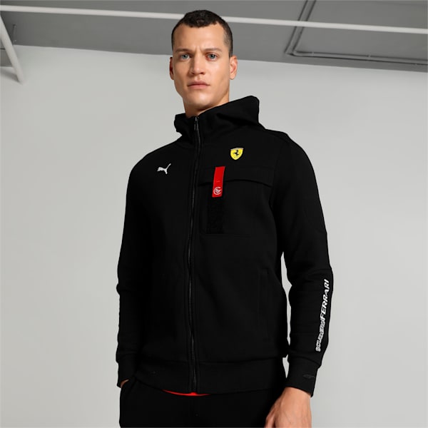 Ferrari Race Regular Fit Men's Hooded Sweat Jacket, Puma Black, extralarge-IND