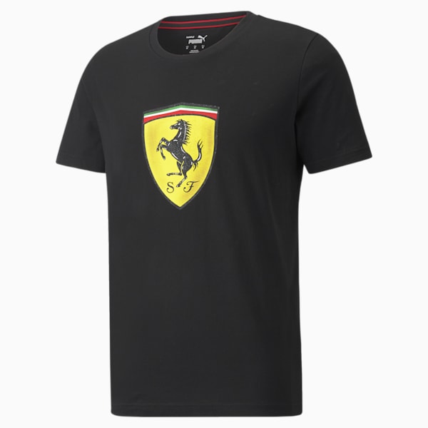 フェラーリ レース カラー ビッグ シールド Tシャツ, Puma Black, extralarge-AUS