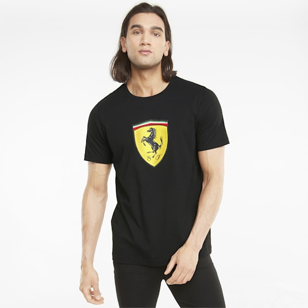 フェラーリ レース カラー ビッグ シールド Tシャツ, Puma Black, extralarge-AUS