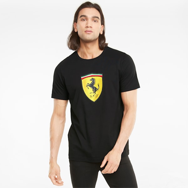 Ferrari Race Colourblock Shield Regular Fit Men's T-Shirt, Puma Black