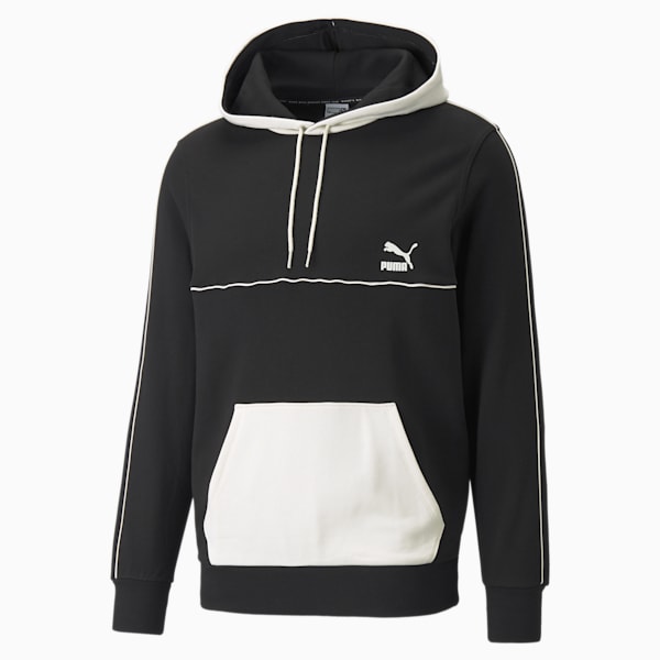 CLSX Piped Men's Regular Fit Hoodie, Puma Black-Ivory, extralarge-IND