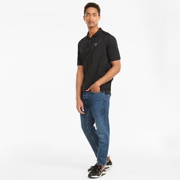 Ferrari Style Jacquard Slim Fit Men's Polo, Puma Black, extralarge-IND