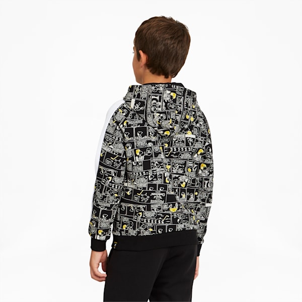 PUMA x PEANUTS Printed Kids' T7 Hoodie, Puma Black, extralarge