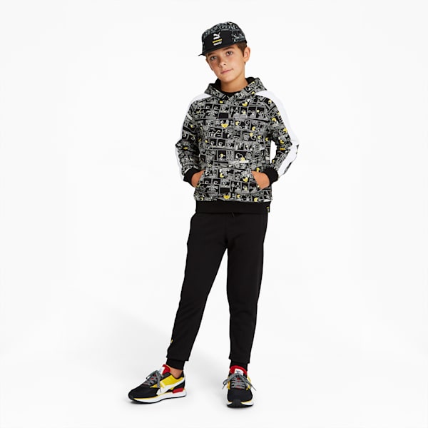 PUMA x PEANUTS Printed Kids' T7 Hoodie, Puma Black, extralarge