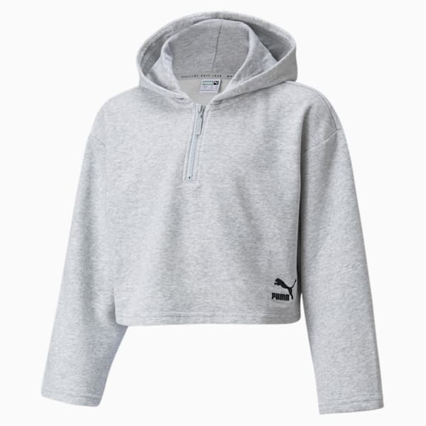 GRL Cropped Kids' Hoodie, Light Gray Heather, extralarge