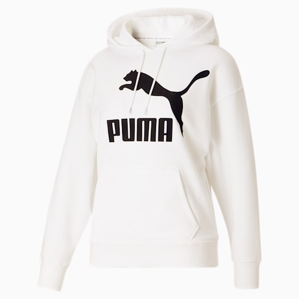 Sudadera con capucha y logo Classics para mujer, Puma White-Puma Black, extragrande