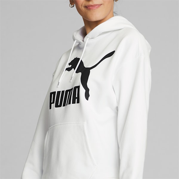 Classics Women's Logo Hoodie, Puma White-Puma Black, extralarge