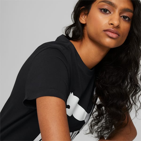 Puma Women Black Classic Logo Tight T-shirt